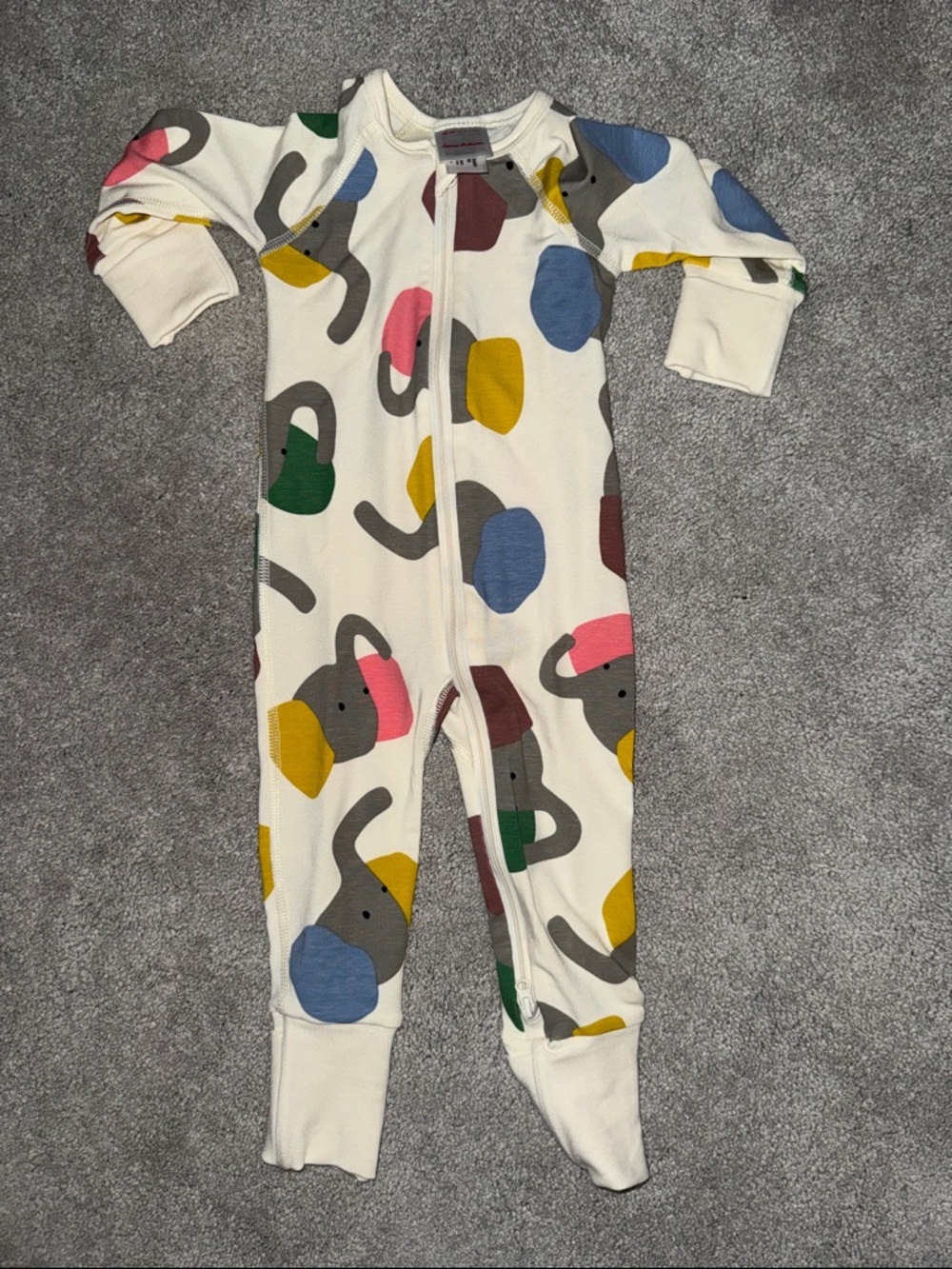 Hanna Andersson Cream One-Piece with Multicolor Elephant Print